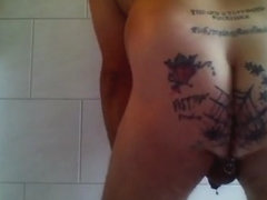 A shower head for my ruined, tattooed and pierced asspussy