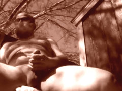 Smoking nude outside