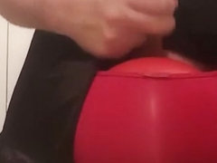 Edging on Red Panty Playball with a Creamy Cum explosion