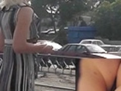 Golden-Haired babe in outdoor upskirt vid