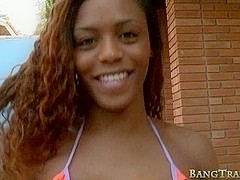 Black tranny Viviane Silva anal pounded and cum facialed