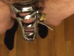 Rather Frantic Release for Chastized and Tied Cock & Balls