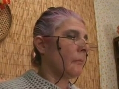 Granny with glasses fucked and facialized
