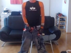 Smoking and wanking after gym in baggy (one cig and double)