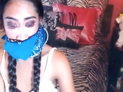 Two shemale jerking their big dick on cam