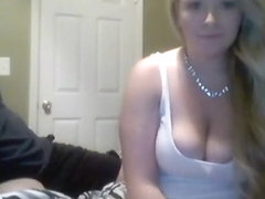 Latin blonde gives a blowjob on the webcam