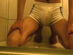 Piss and Jerk under the Shower in Whities