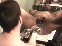 FISTING: MasterZ coaches SirGriff: FF man-a on Exam Table