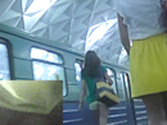 Upskirt view of the plump woman caught in public