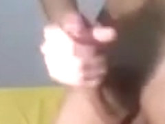 Slim twinky stroking massive long cock shaved balls