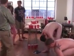 Two adorable brunette babes tick this guys into having gay sex