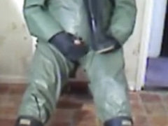Jack Off in green rubber.