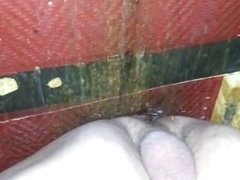 Bare back fuck at glory hole with cum eating