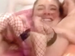 Gal in fishnets rides my cock in homemade couple porn