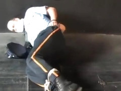 BG Cop handcuffed gagged and hogtied.