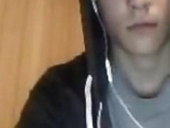 Latvia  cute boy with huge cock cums on cam