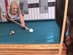 Blonde and asian pool table sex