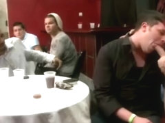 Stripper rubs his cock in a guys face