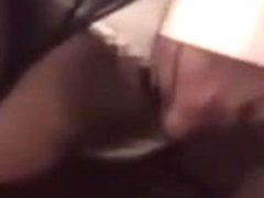 Asian girl pisses and farts on a guys cock
