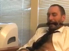 Locked Horny Officeboy Cuffed in Cute Socks