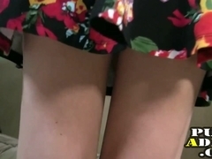 Hot petite blonde jerks him off