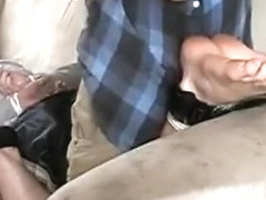 Colin tickled on his bare soles