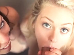 Guy gets to rock out with his cock out on two beautiful ladies