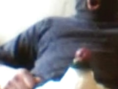 masked cumshot with homemade fleshlight