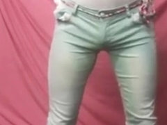 crossdresser pissing her jeans