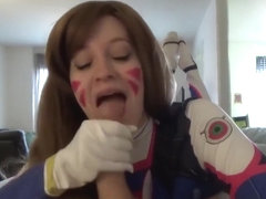 Horny Babe Dressed In D.Va Costume Sucks A Dick
