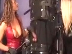 Dominas Give Cbt To Encased Pathetic Sub