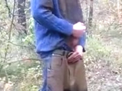Mudding blue baggy panties in the forest, cumming and pissing