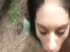 Busty girlfriend goes camping with BF and rides on dick in