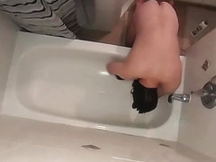Chastitty Puppy Scrubs Master's Bathtub