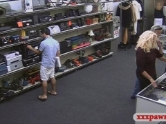 Hot blonde milf banged at the pawnshop to earn extra money