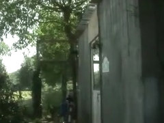 Lingerie blonde takes two dicks