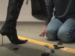 Lady Victoria Valente crushes toy cars in front of sub