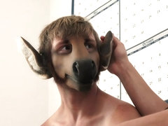 GrowlBoys - Young blond werehorse fucked bareback by college roommate