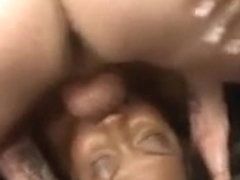 Trashy Black Ghetto Slut Gagging During Rough Face Fuck