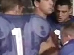 Burly football players have an orgy