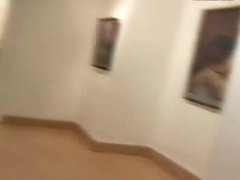 Hot sucking action by young couple right in the museum