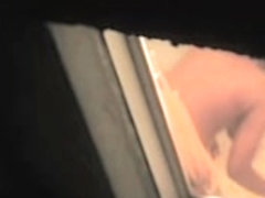 Topless babe window voyeur softcore in wash room