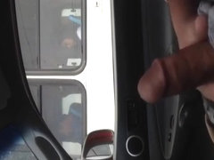 Jacking off at stop light in traffic