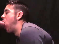 Hot glory hole blowjob and deepthroat with twink and daddy
