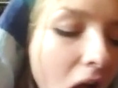 Naughty blonde fucking three big cocks