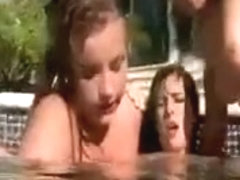 Sexy babes strapon fucking in pool and cant get enough