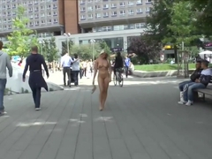 Blonde Czech teen showing her hot body naked in public