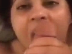 Big Beautiful Woman cocksucking housewife engulfing dong.