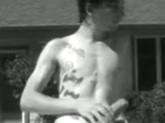 Jerking and cumming outdoors