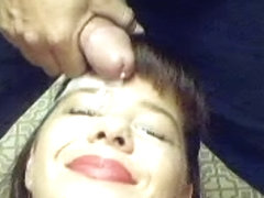 Charming non-professional breasty wife Taylor likes facial ball cream